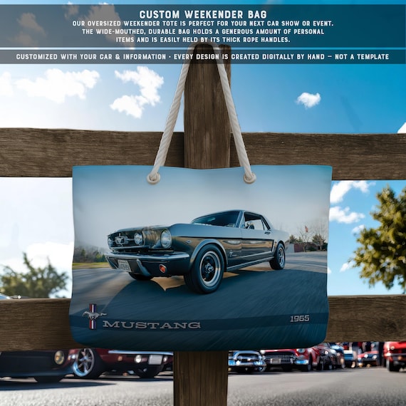 Custom Car Show Weekender Carryall: Personalized Auto Photo Tote - Oversized Rope-Handle Bag