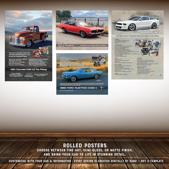 Custom Car Show Rolled Poster: Personalized Show Board | Ready to Hang or Frame
