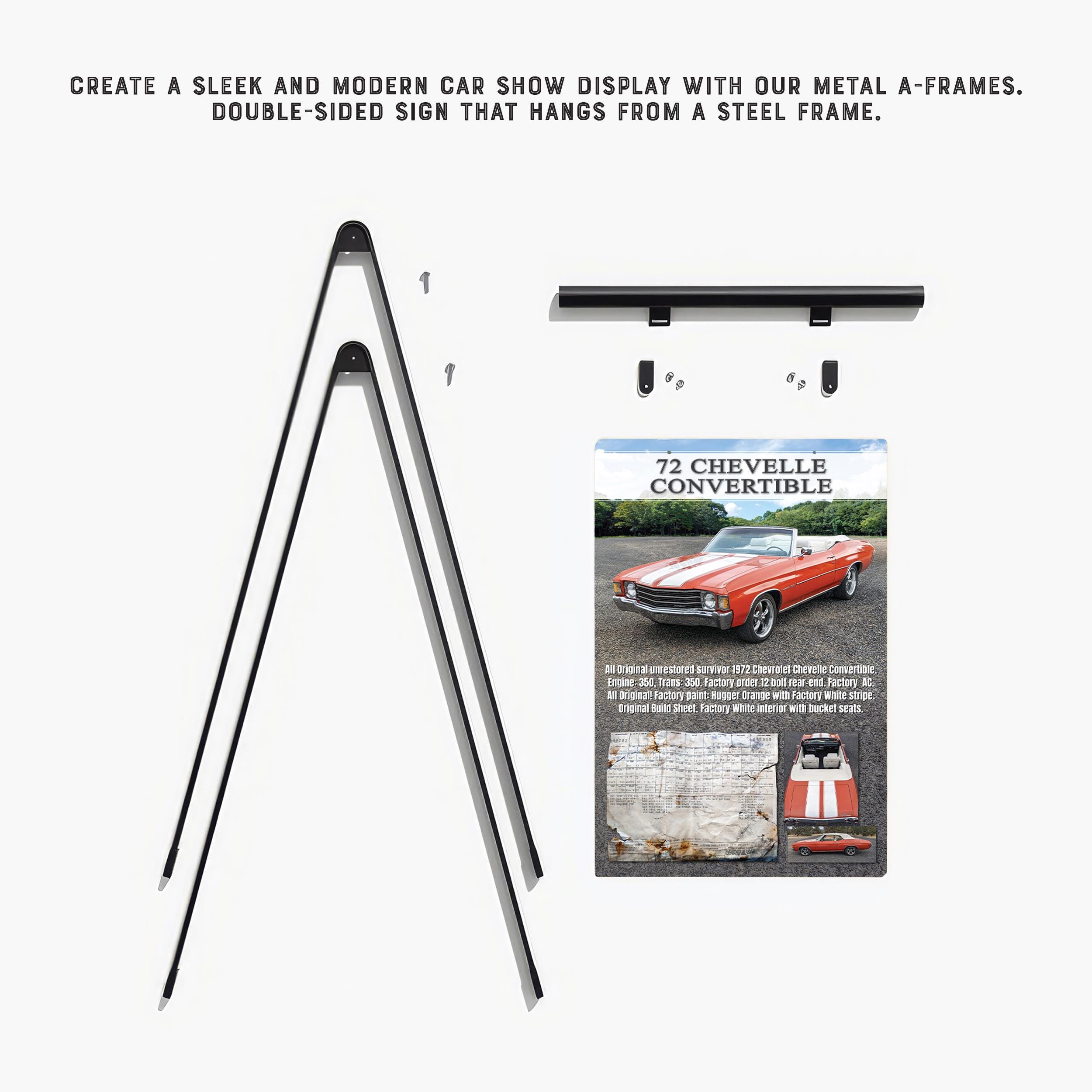 Label Frame Auto Custom Car Show Metal A-frame Sign: Double-sided Personalized Vehicle ...