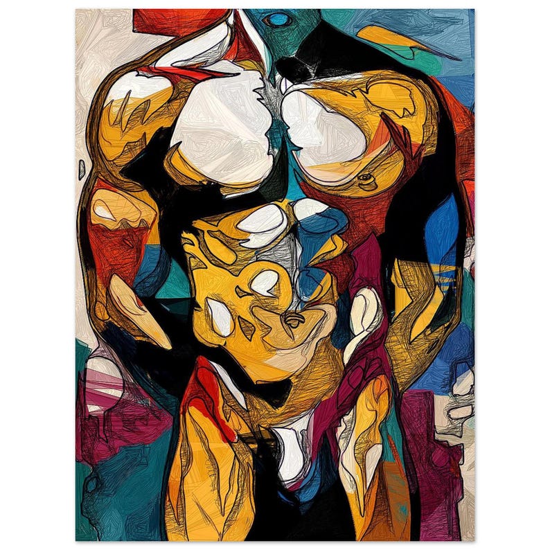Cubist Male Torso Art Print – Abstract Masculine Figure Wall Decor ...