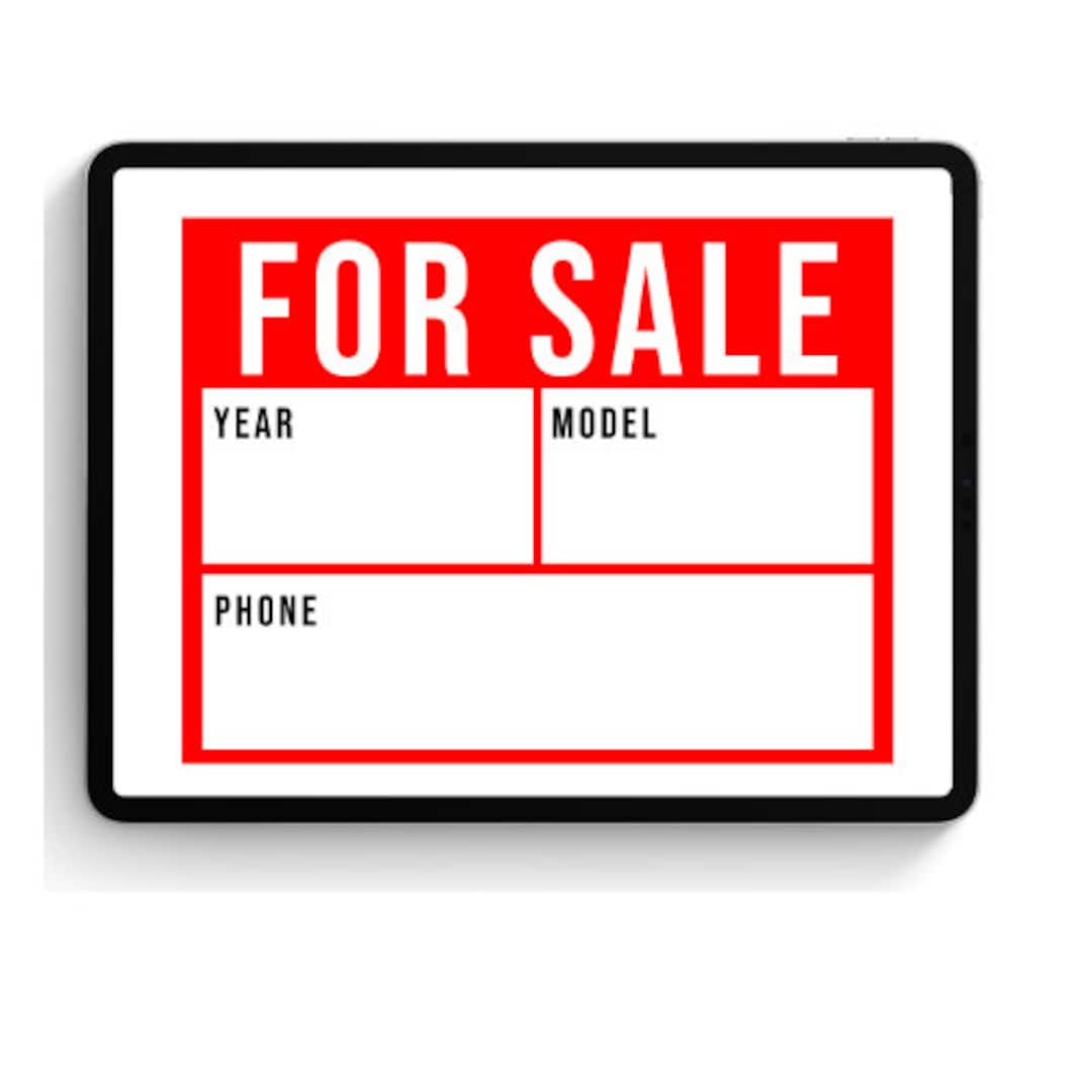 car for sale sign - digital download - us letter & a4 pdf file - etsy