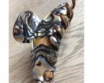 Alexandre de Paris hair clip claw onix chandelier crab grey brown jaw clamp new Alexandre de Paris hair clip claw onix chandelier crab grey brown jaw clamp new