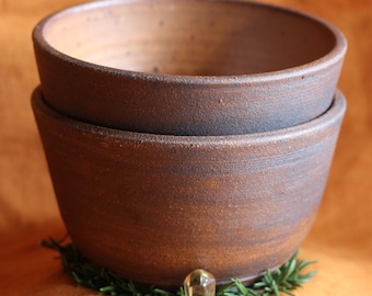 bare earth bowls (set of 2) ~ earthy natural rustic heirloom farmhouse kitchen decor dinnerware