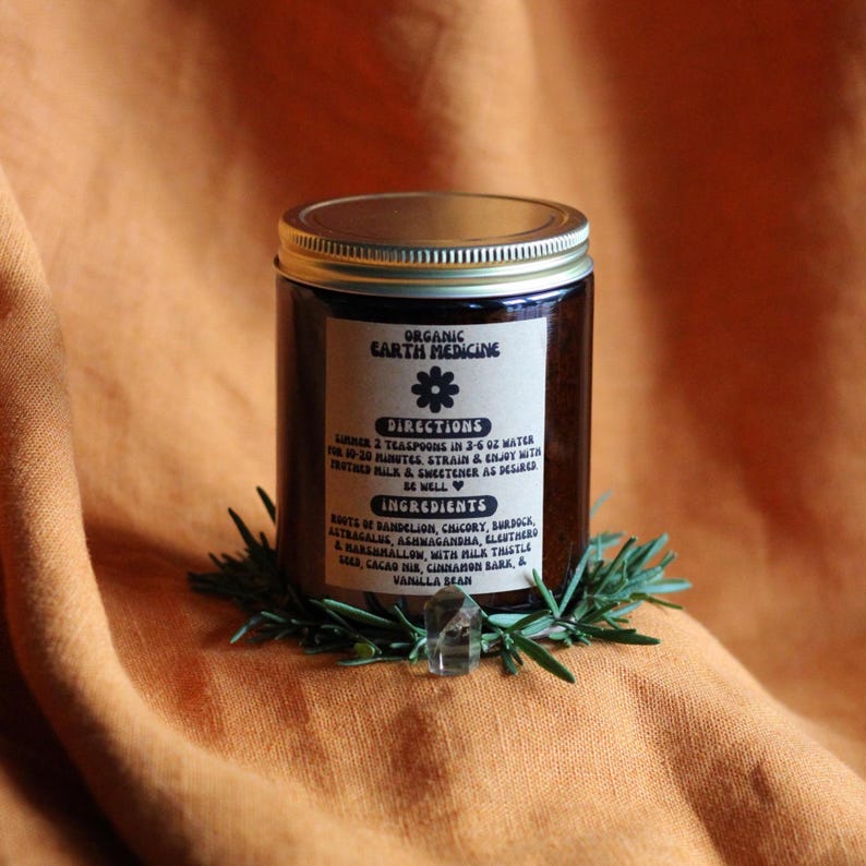 caffeine free adaptogenic herbal coffee | roasted dandelion chicory root tea blend - immunity energy mood image 2