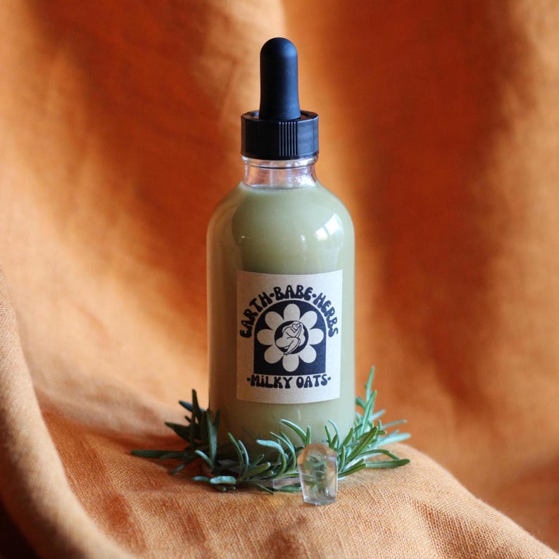 fresh milky oats tincture | organic nervous system calming herb - stress relief extract 4oz image 1