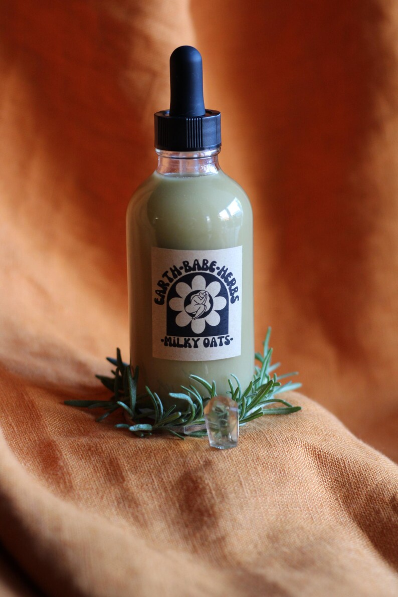 fresh milky oats tincture | organic nervous system calming herb - stress relief extract 4oz image 4