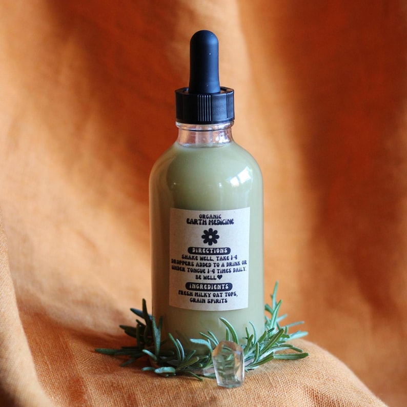 fresh milky oats tincture | organic nervous system calming herb - stress relief extract 4oz image 2