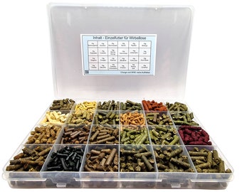 10.83EUR/100g food sticks set for shrimp / 24x10g = 240g including tweezers / nettle spinach dandelion pepper walnut