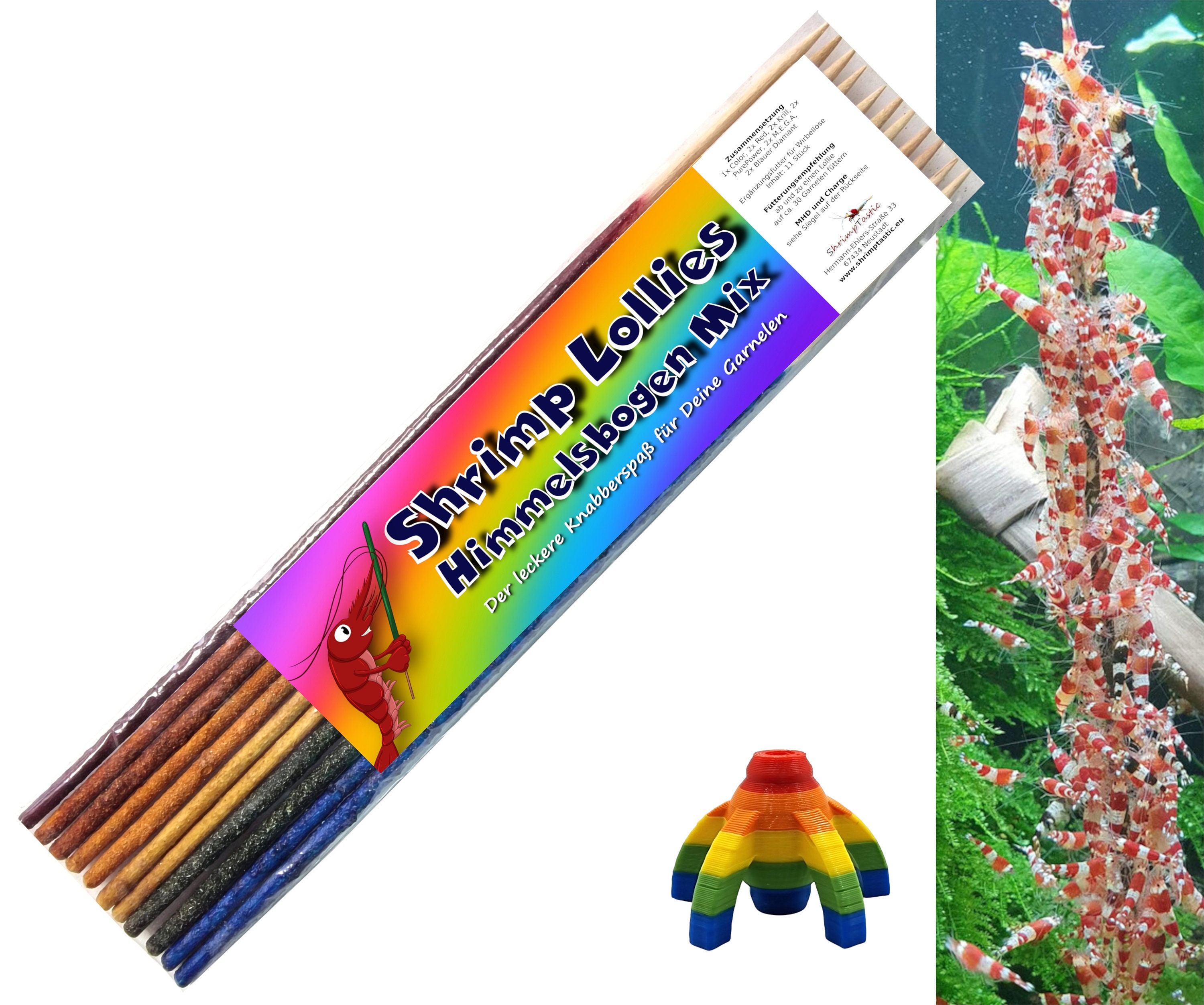 ShrimpTastic Lollies Set With Holder – 30 Pieces, Paprika Nettle Artemia, Made In Germany