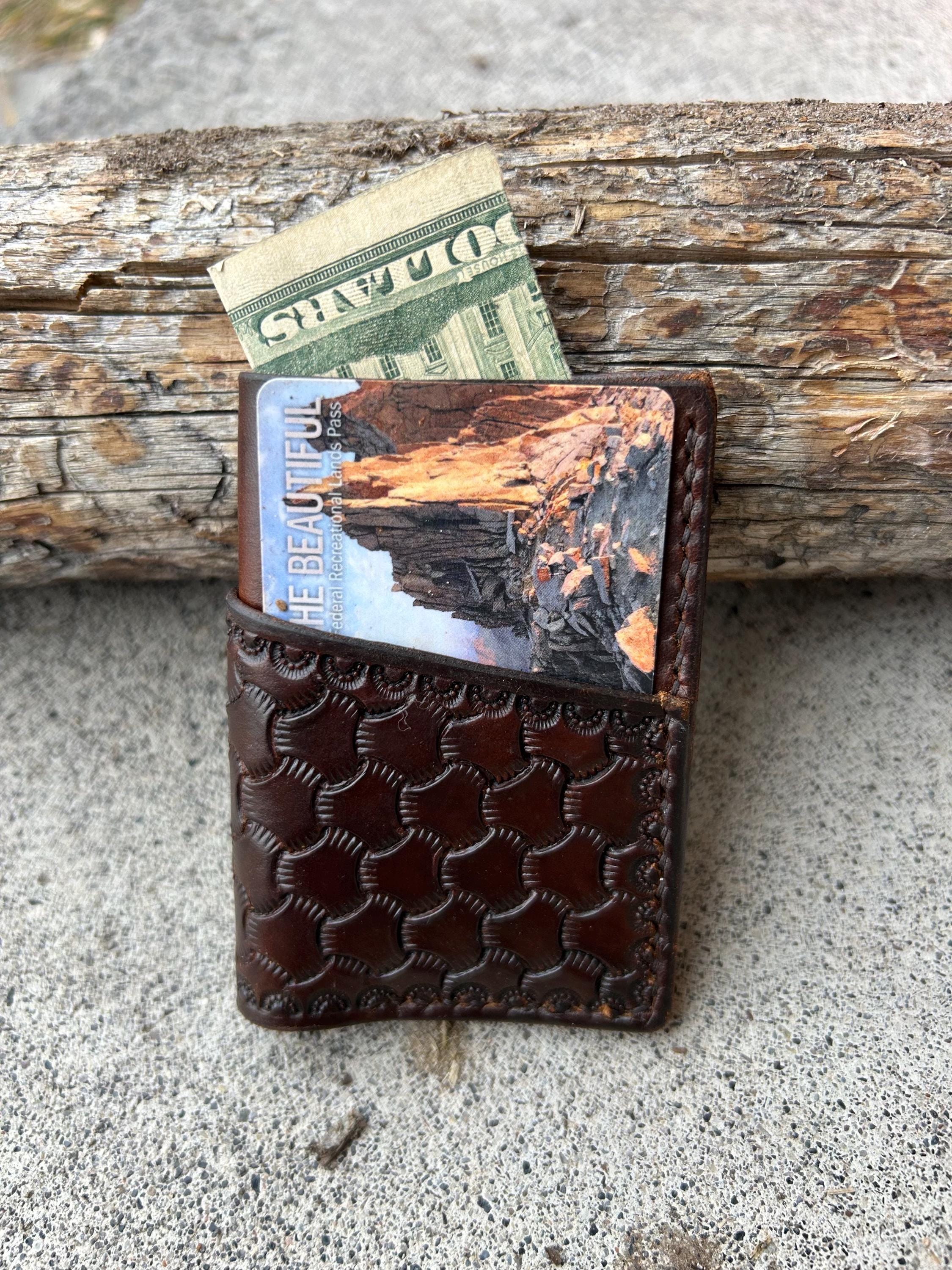 Handmade Leather Square Wallet Unisex Short Pocket Wallet with Coin Pocket