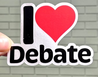 I love Debate Sticker | I Heart Debate Vinyl Decal | Water Bottle Sticker | Debate Team Gift | Speech & Debate Club