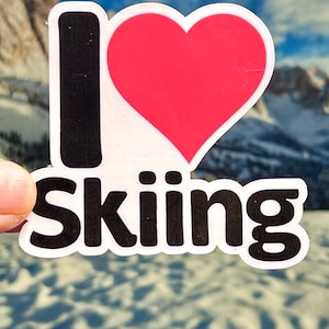 I love Skiing Sticker Word Sticker | I Heart Skiing Vinyl Decal | Water Bottle Sticker | Skier gifts | Ski Sticker | Ski Trip
