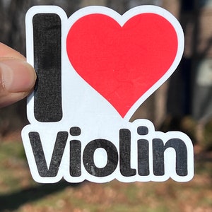 I Love Violin Sticker: Weatherproof Vinyl Sticker for Violinists