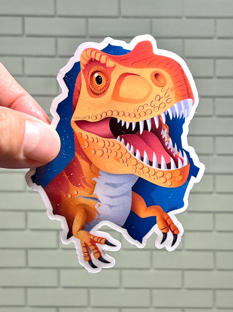Rad Rax Dinosaur Sticker 3D T-rex Breakthrough Waterproof Vinyl Sticker for Kids Laptops Lockers ...