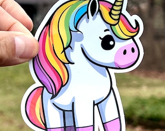 Rainbow Unicorn Sticker | Colorful Unicorn  | Waterproof Vinyl Sticker | Kawaii Sticker | Unicorn Lover Sticker | Unicorn Gift