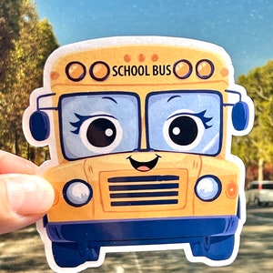 Modern Yellow School Bus Sticker | Ride the Bus Vinyl Sticker | School Life | School Transportation | Bus Driver Gift | Wheels on the Bus