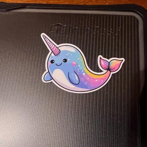 Rainbow Narwhal Sticker for Car Decals Sea Lover Gifts Laptops Kindles Bottles image 3