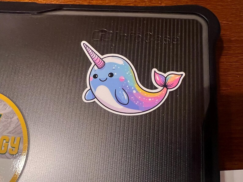Rainbow Narwhal Sticker for Car Decals Sea Lover Gifts Laptops Kindles Bottles image 3