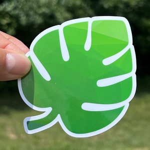 Green Monstera Leaf Vinyl Sticker | Nature-Inspired Decal | Houseplant Sticker | Monstera Deliciosa Sticker | Tropical Plant Leaf