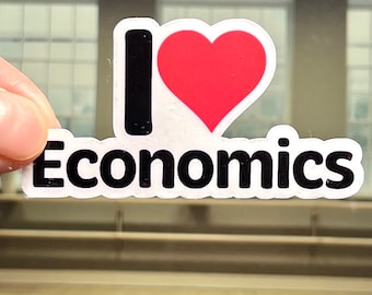 I Love Economics Waterproof Vinyl Sticker for Econ Student Professor Teacher Finance Gifts