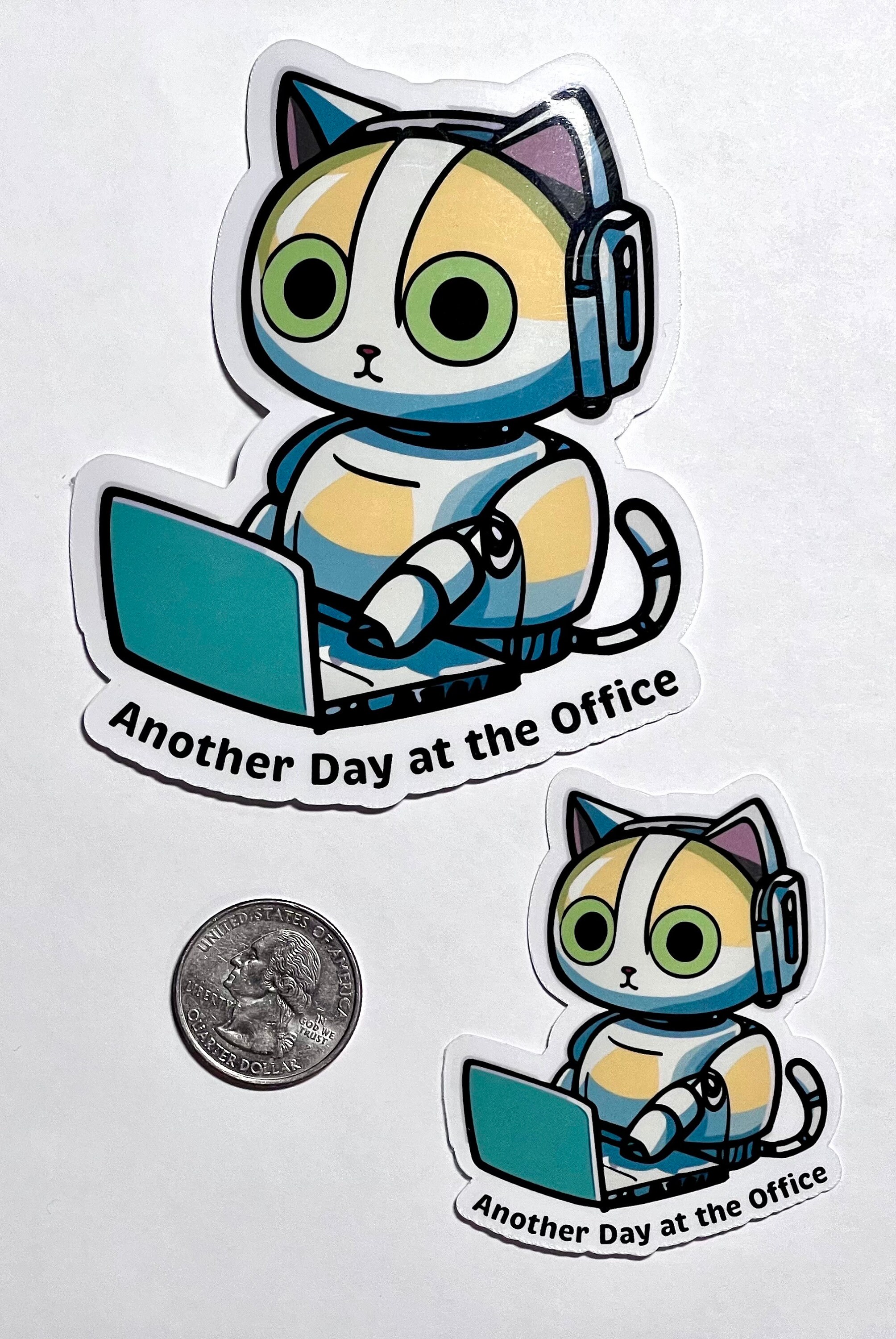 Robot Cat Vinyl Sticker: Funny Office Laptop Sticker - Etsy