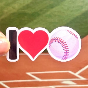 I Love Baseball Sticker | I Heart Baseball Image Sticker | Waterproof Vinyl Sticker | Baseball Team Sticker | Little League Baseball