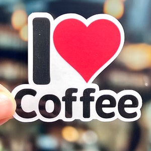 I Love Coffee Sticker | I Heart Coffee Vinyl Sticker | Waterproof Sticker | Coffee Tumbler Sticker | Barista Gift | Coffee Shop | Caffeine