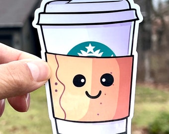 Coffee To Go Sticker | Paper Coffee Cup Decal |  | Waterproof Vinyl Sticker | Kawaii Sticker | Coffee Lover Gift | Starbucks Fans | Caffeine