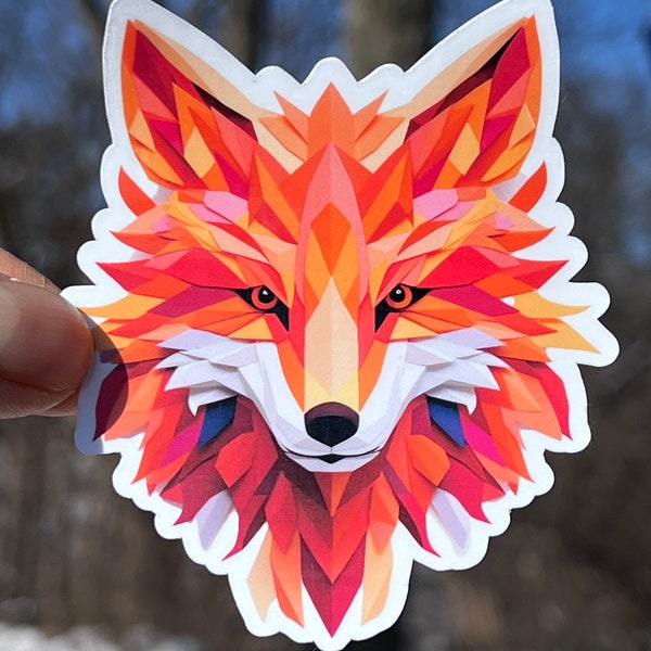 Fox Sticker | FoxHead Vinyl Sticker | Nature Lover Gift | Fox Lover | Water Bottle Sticker | Laptop Decal | Stylized Geometric Fox