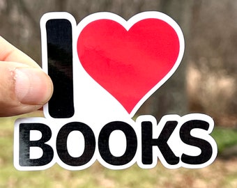 I Heart Books Sticker: Laminated Vinyl Decal for Book Lovers