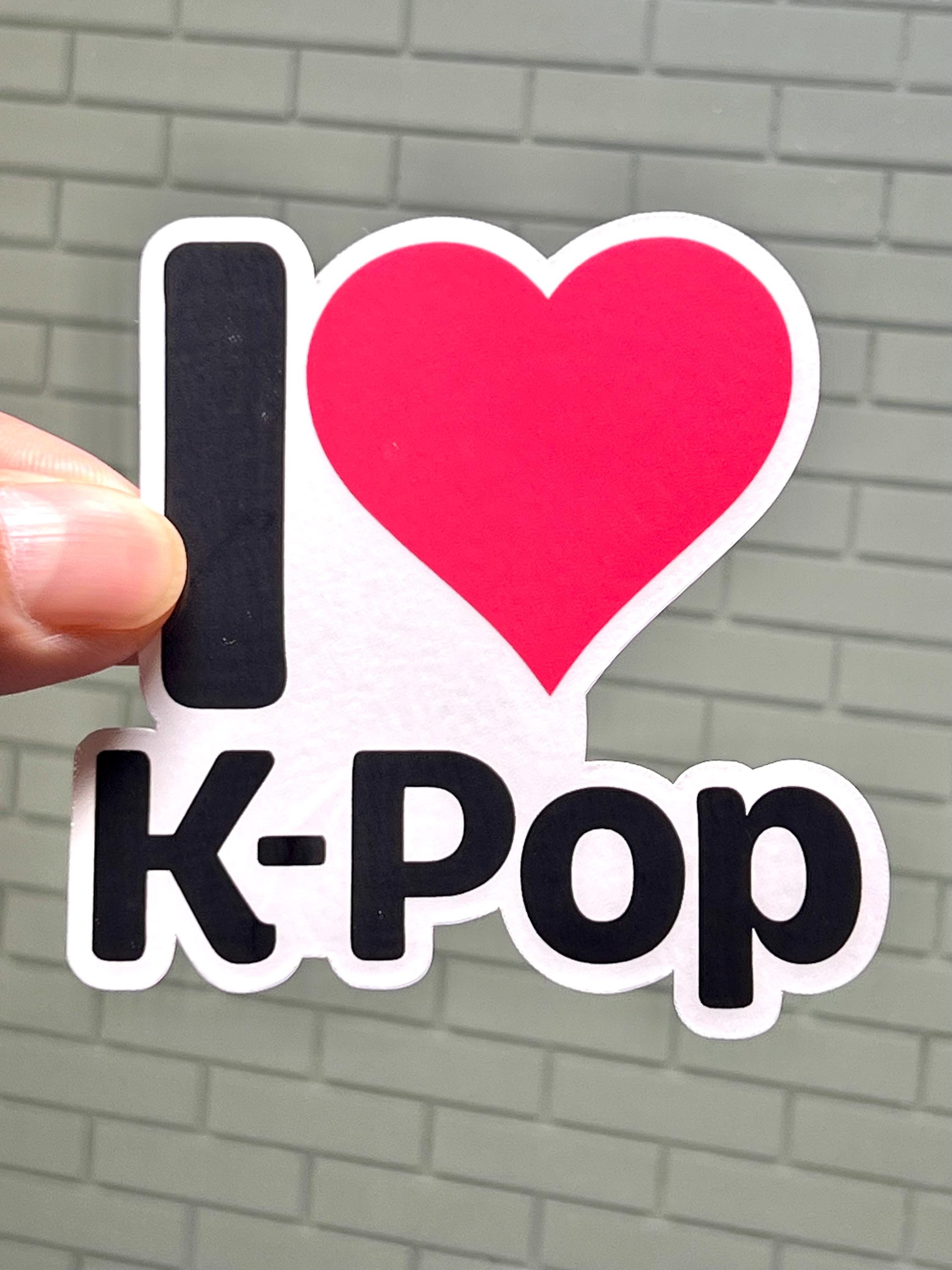 I Love K-pop Vinyl Sticker | I Heart Korean Pop Music for Water