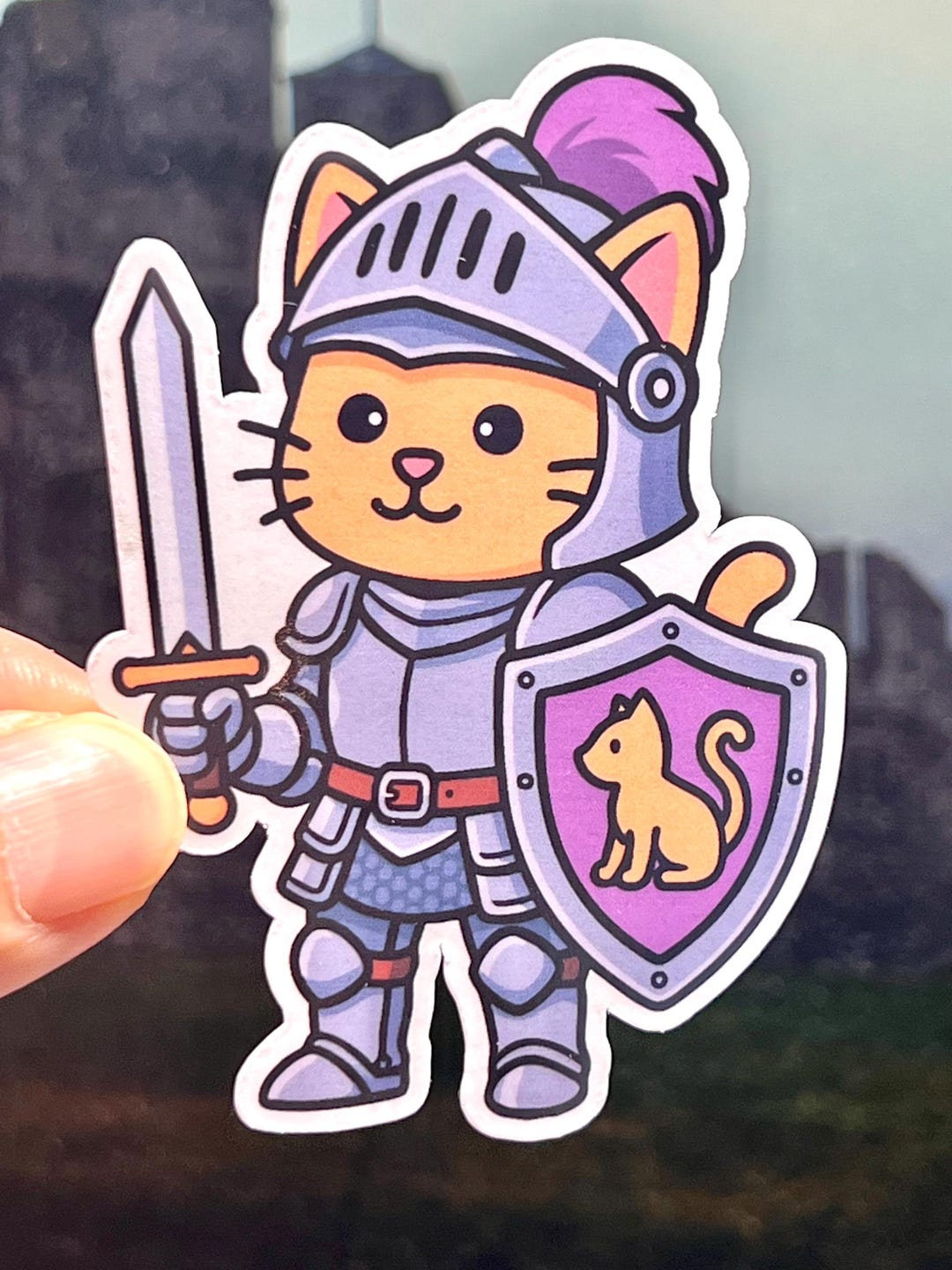Knight Cat Vinyl Sticker: Medieval Armor, Water Bottle Sticker - Etsy
