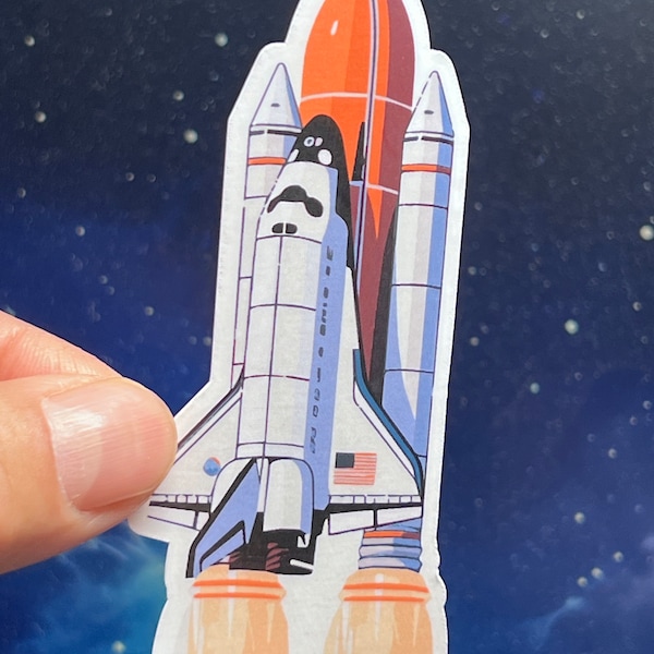 Space Shuttle Launch Sticker: Retro NASA Rocket Sticker