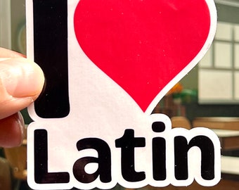 I Heart Latin Sticker: Laminated Vinyl Stickers for Laptop or Water Bottle