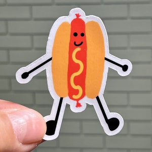 Mr. Hot Dog- Cute Cartoon Hot Dog Sticker | Waterproof Vinyl Sticker | Hot Dog Lover Gift | Kids Art | Cartoon Hot Dog | Water Bottles
