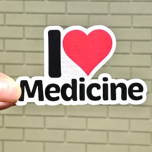 I love Medicine Sticker | I Heart Medicine Vinyl Sticker | Water Bottle Sticker | Med Student Gift | Medical Doctor | Healthcare Worker