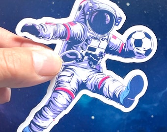 Soccer Astronaut Waterproof Vinyl Sticker for Youth Space Player Team Coach Gift Decor