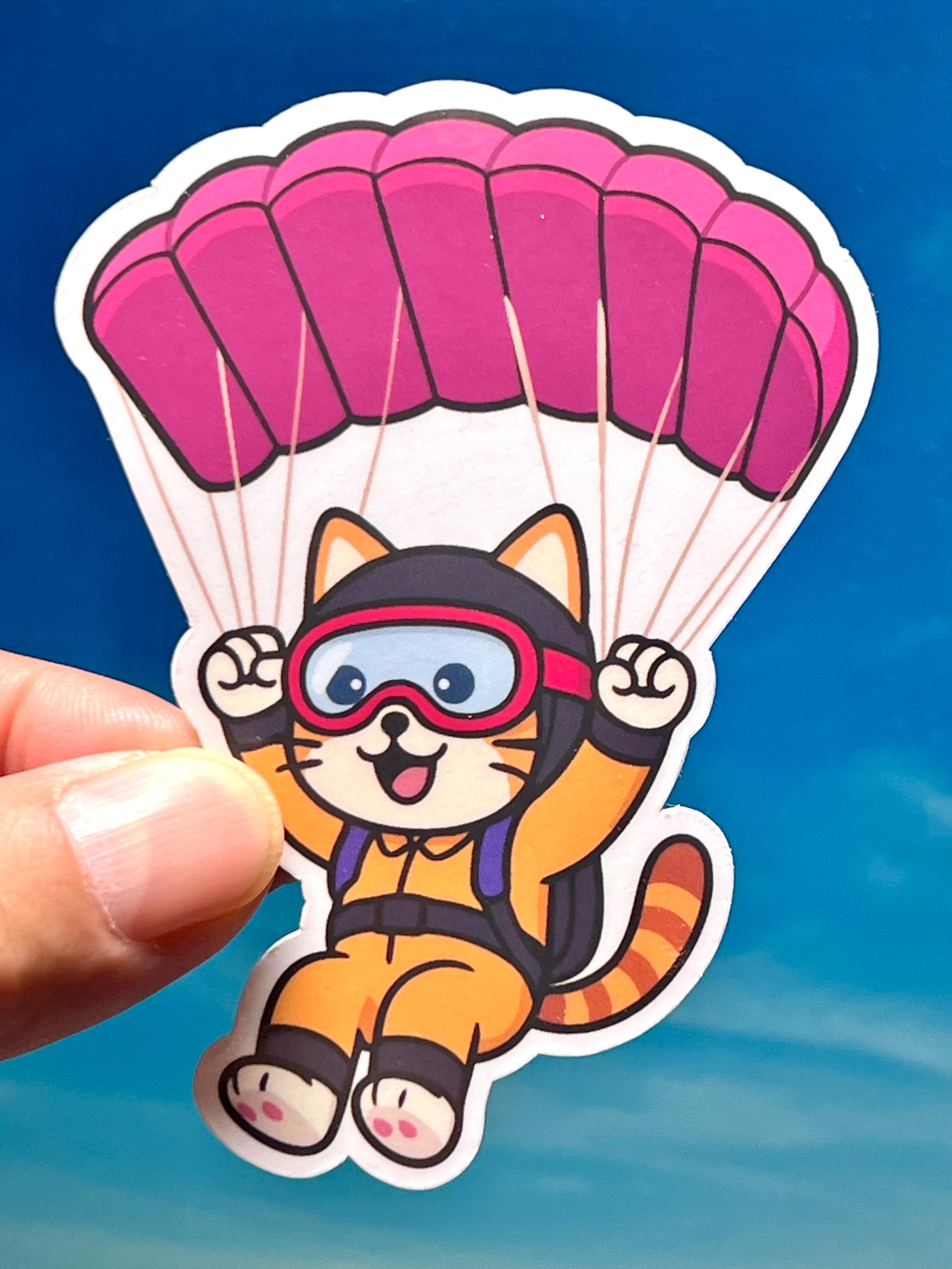 Scuba Cat Sticker Skydiving Cat Waterproof Vinyl Sticker for Helmets Laptops and Skydiver ...
