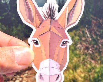 Donkey Head Sticker: Laminated Vinyl Sticker for Water Bottles