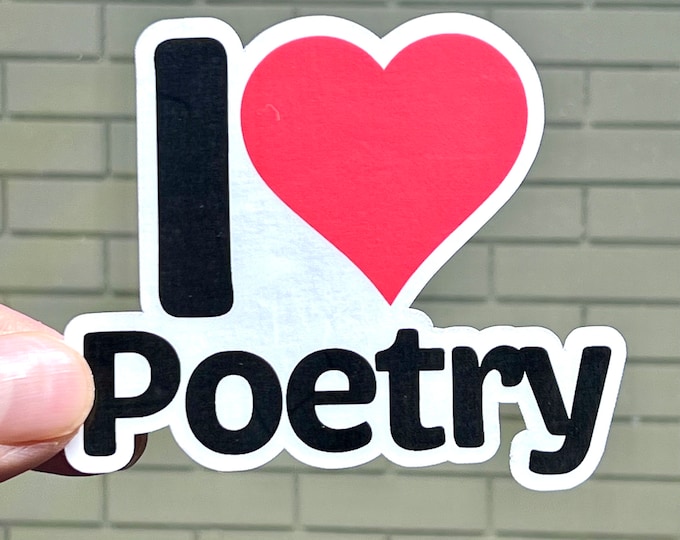 I Heart Poetry Waterproof Vinyl Sticker for Poet English Teacher Writer Reader Gifts