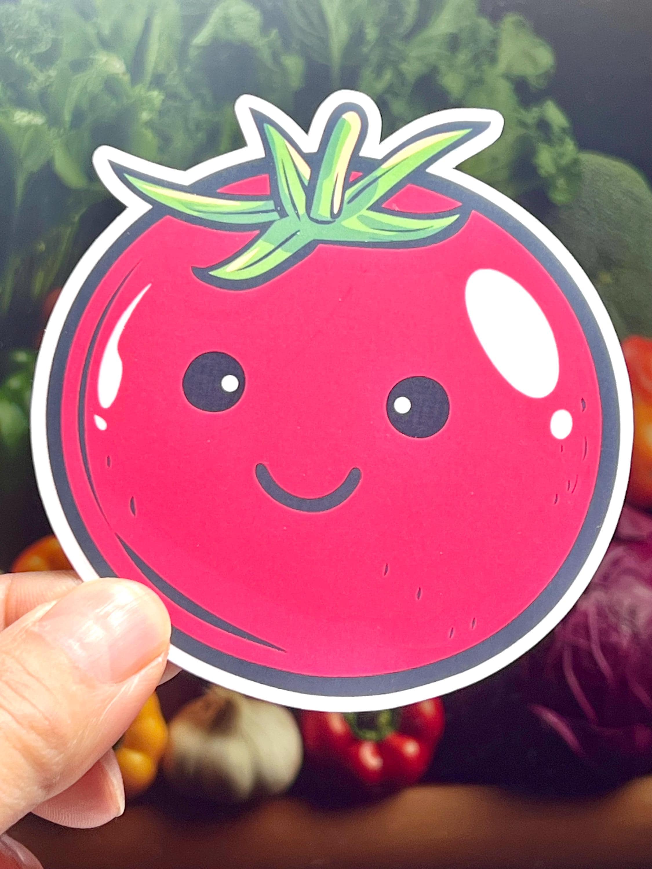 Tomato Sticker Rwards Cute Tomato Sticker | Smiling Tomato Kawaii Design | Fun Kids Sticker ...