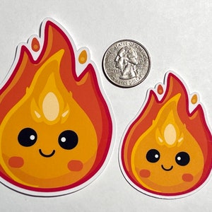 Cute Fire Sticker | Flickering Flame Kawaii Design | Fun Kids Sticker ...