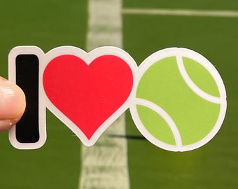 I love Tennis Sticker | I Heart Tennis Vinyl Decal | Water Bottle Sticker | Waterproof | Tennis gifts | Cute Tennis Ball | Tennis Team Gift