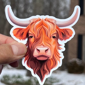 Highland Cow Vinyl Sticker: Scottish Rustic Cattle Sticker