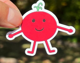 Mr. Tomato Waterproof Vinyl Sticker: Happy Cartoon Fruit