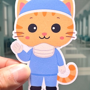 Surgeon Cat Sticker: Waterproof Vinyl Sticker for Doctors, Med Students