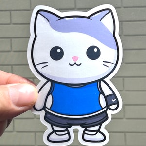 Workout Cat Sticker | Gym Kitty Vinyl Sticker | Kawaii Kitty | Water bottle sticker | Fitness Cat Sticker | Your Gym Buddy