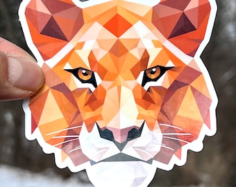 Geometric Lioness Head Sticker: Waterproof Vinyl Stickers