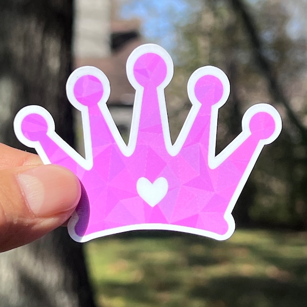 Princess Crown Sticker- 3 Colors (Pink, Purple, Red) | Cute Water Bottle Sticker | Princess Tiara | Queen Crown | Water Bottle Sticker