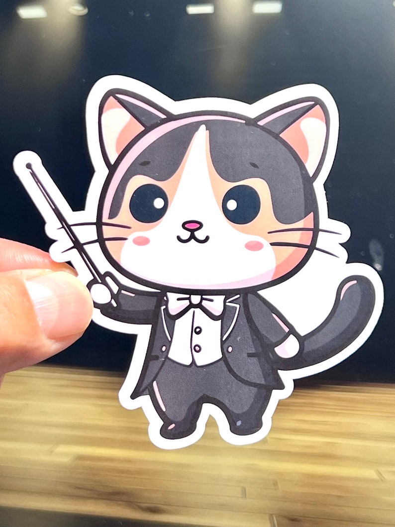 Conductor Cat Vinyl Sticker: Maestro Kitty Orchestra, Musician Gift - Etsy